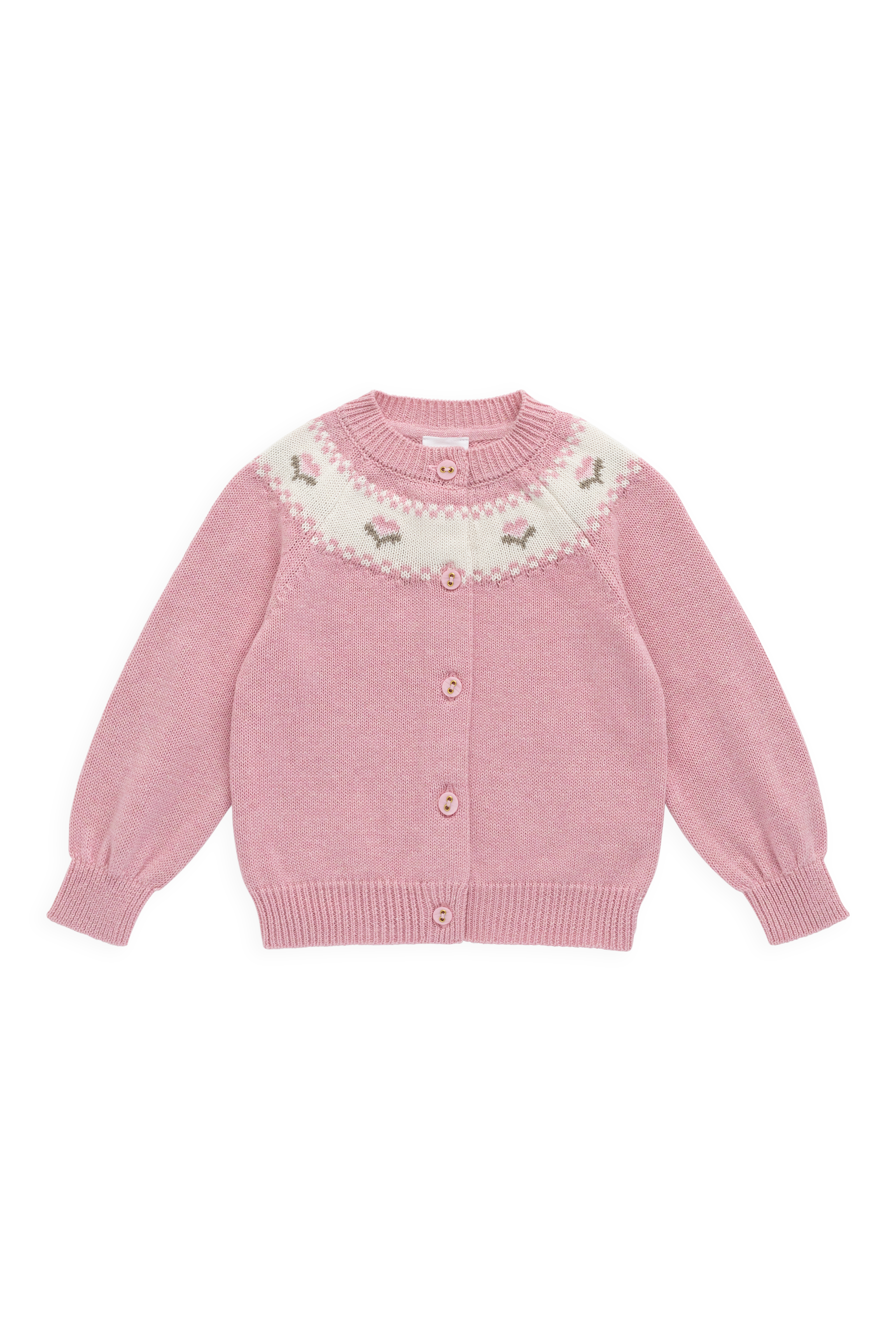 Annette Cardigan - Annette Jacquard - Pink Flutter Marle – Jamie