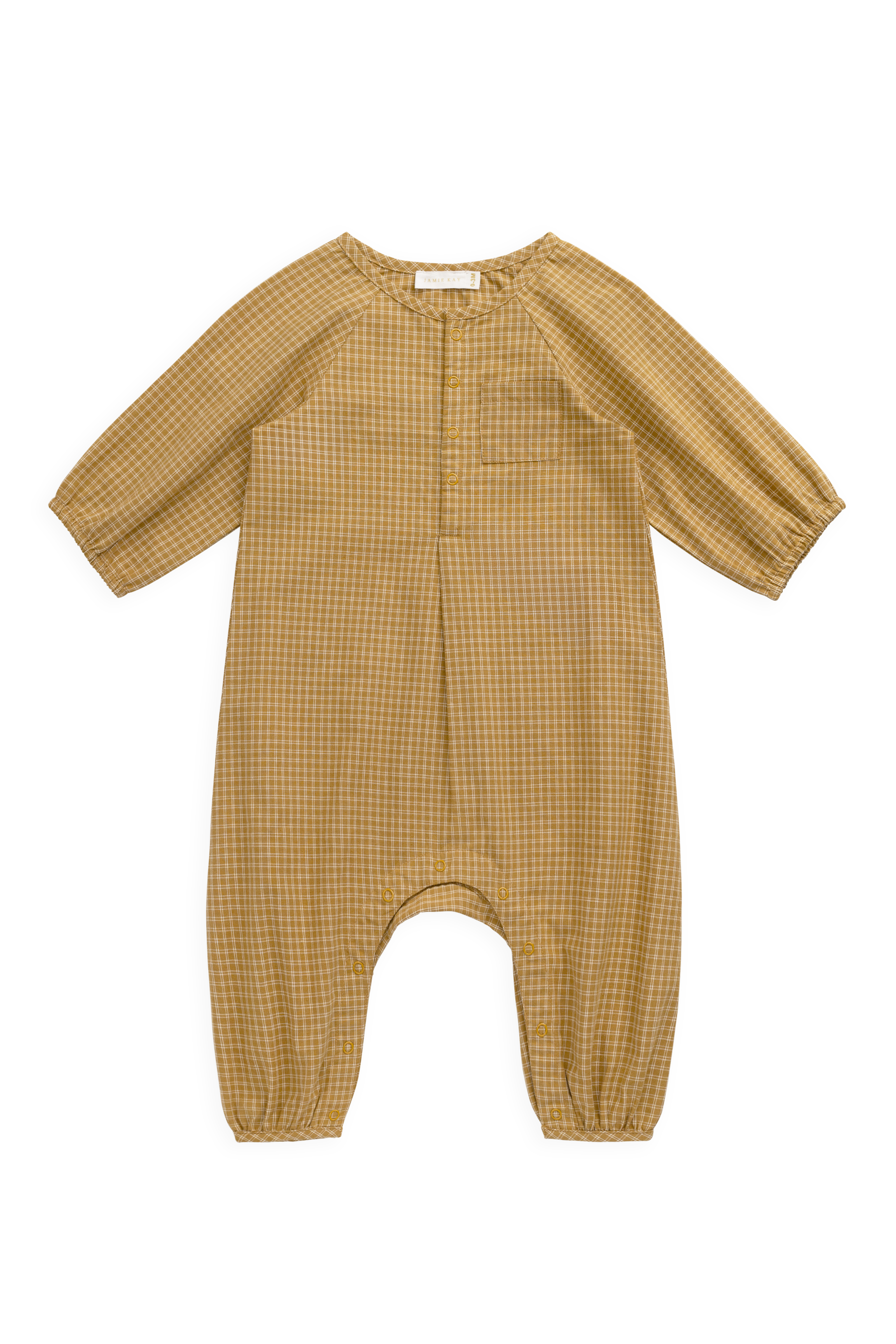 Organic Cotton Milton Onepiece - Windowpane Check Buckwheat