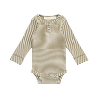 Organic Cotton Modal Long Sleeve Bodysuit - Petite Stripe Avocado Oil / Cloud Childrens Bodysuit from Jamie Kay USA