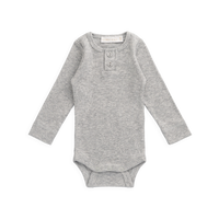 Organic Cotton Modal Long Sleeve Bodysuit - Light Grey Marle Childrens Bodysuit from Jamie Kay USA