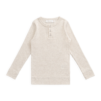 Organic Cotton Modal Long Sleeve Henley - Oatmeal Marle Childrens Top from Jamie Kay USA