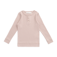 Organic Cotton Modal Long Sleeve Henley - Rose Smoke Childrens Top from Jamie Kay USA