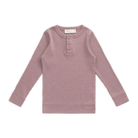 Organic Cotton Modal Long Sleeve Henley - Woodrose Childrens Top from Jamie Kay USA