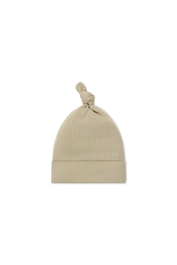 Organic Cotton Modal Knot Beanie - Vintage Taupe Childrens Hat from Jamie Kay USA