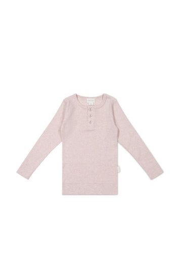 Organic Cotton Modal Long Sleeve Henley - Violet Marle Childrens Top from Jamie Kay USA