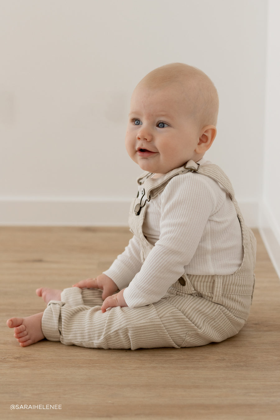 Arlo Twill Overall - Soft Clay/Stucco Stripe Childrens Overall from Jamie Kay USA