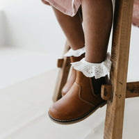 Leather Boot with Elastic Side - Tan Childrens Footwear from Jamie Kay USA