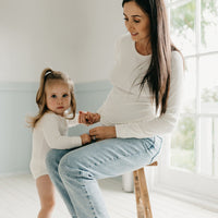 Organic Cotton Fine Rib Womens Long Sleeve Top - Milk Childrens Womens Top from Jamie Kay USA