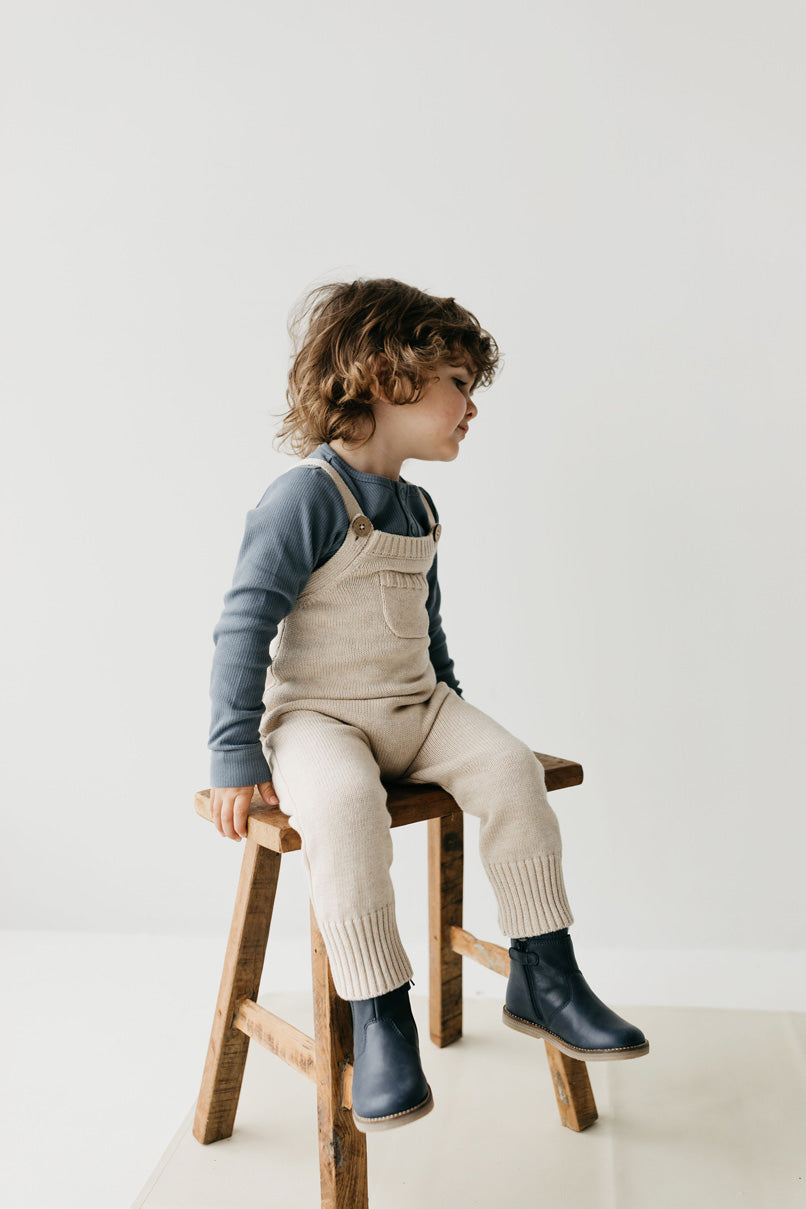 Leather Boot with Elastic Side - Navy Childrens Footwear from Jamie Kay USA