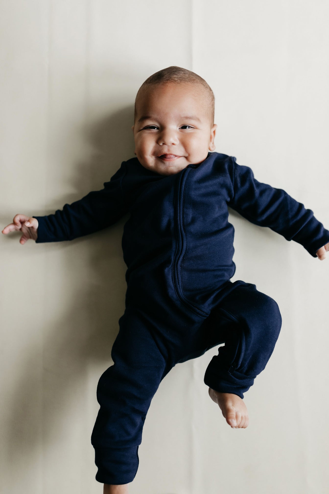 Pima Cotton Frankie Zip Onepiece - Blueberry