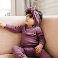 Organic Cotton Modal Long Sleeve Bodysuit - Elderberry Childrens Bodysuit from Jamie Kay USA