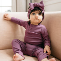 Organic Cotton Modal Long Sleeve Bodysuit - Elderberry Childrens Bodysuit from Jamie Kay USA