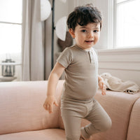 Organic Cotton Modal Darcy Rib Tee Bodysuit - Rye Childrens Bodysuit from Jamie Kay USA