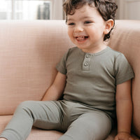 Organic Cotton Modal Darcy Rib Tee Bodysuit - Dill Childrens Bodysuit from Jamie Kay USA