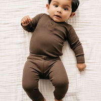 Organic Cotton Modal Long Sleeve Bodysuit - Cocoa Childrens Bodysuit from Jamie Kay USA