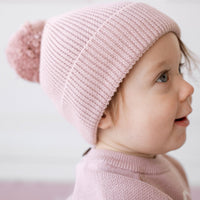 Pom Pom Hat - Powder Pink Childrens Hat from Jamie Kay USA