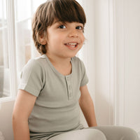 Organic Cotton Modal Henley Tee - Willow Childrens Top from Jamie Kay USA