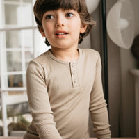 Organic Cotton Modal Long Sleeve Henley - Rye Childrens Top from Jamie Kay USA