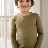 Organic Cotton Modal Long Sleeve Henley - Herb Childrens Top from Jamie Kay USA