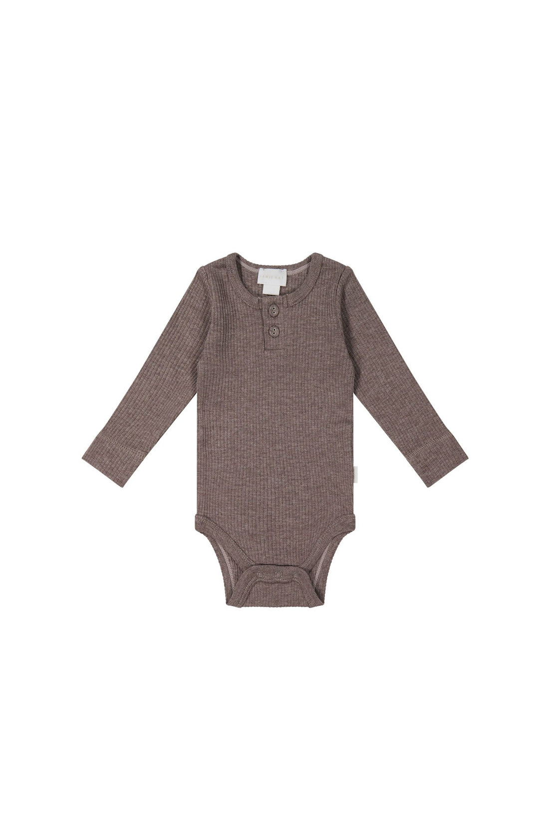 Organic Cotton Modal Long Sleeve Bodysuit - Truffle Marle Childrens Bodysuit from Jamie Kay USA