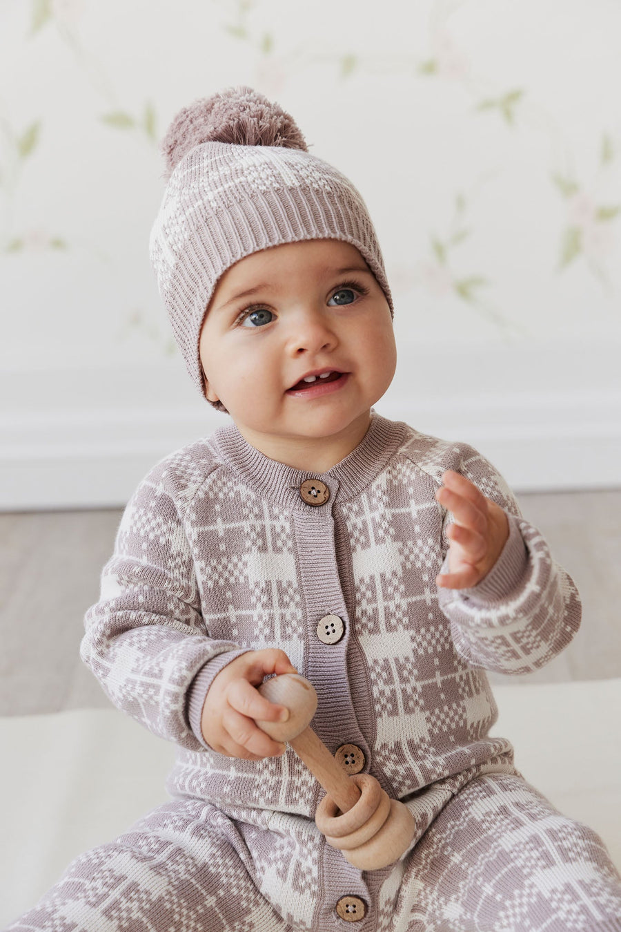 Marlo Knitted Onepiece - Marlo Check Jacquard Doe Childrens Onepiece from Jamie Kay USA
