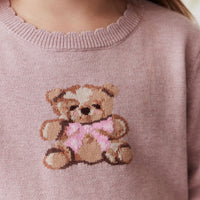 Audrey Knitted Jumper - Powder Pink Marle Childrens Knitwear from Jamie Kay USA