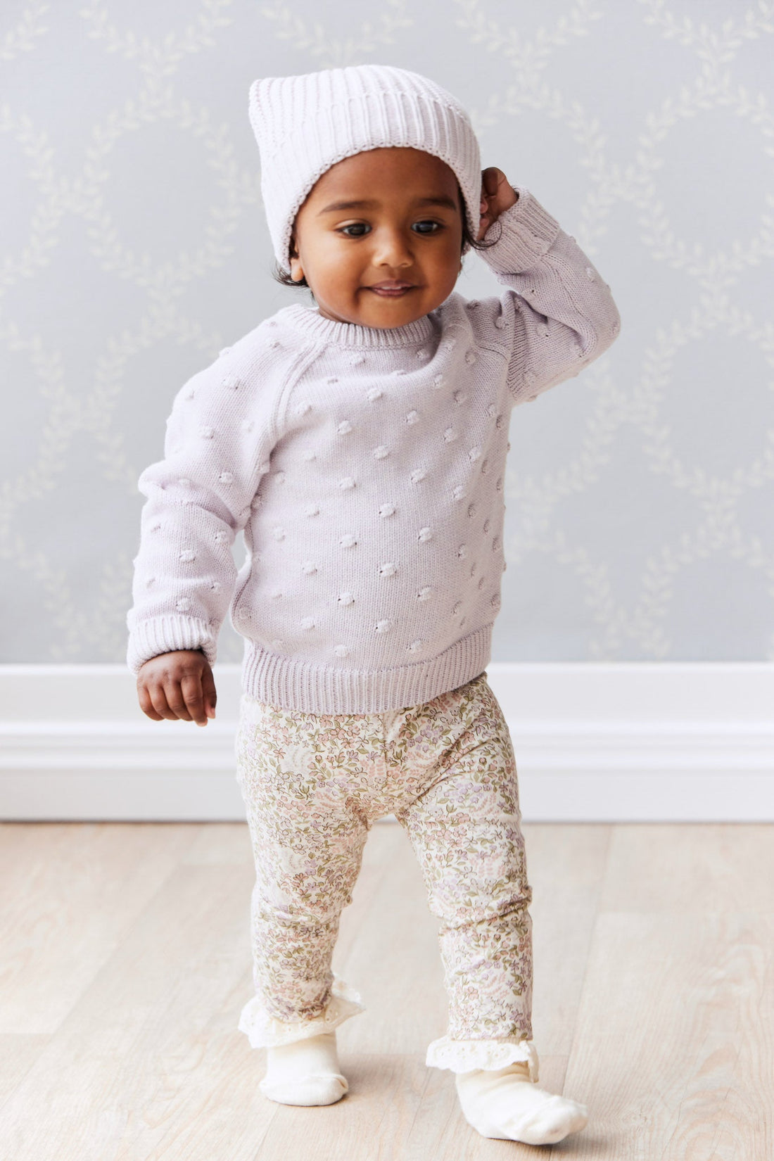 Dotty Knit Jumper - Pale Lilac Marle Childrens Jumper from Jamie Kay USA