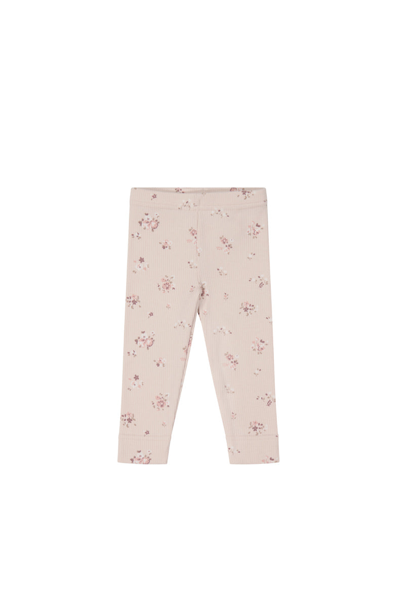 Organic Cotton Fine Rib Legging - Petite Fleur Soft Peony – Jamie