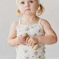 Organic Cotton Singlet - Lauren Floral Childrens Singlet from Jamie Kay USA