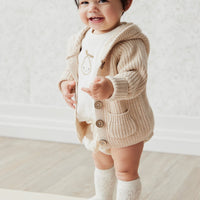 Cable Weave Knee High Sock - Milk Childrens Sock from Jamie Kay USA