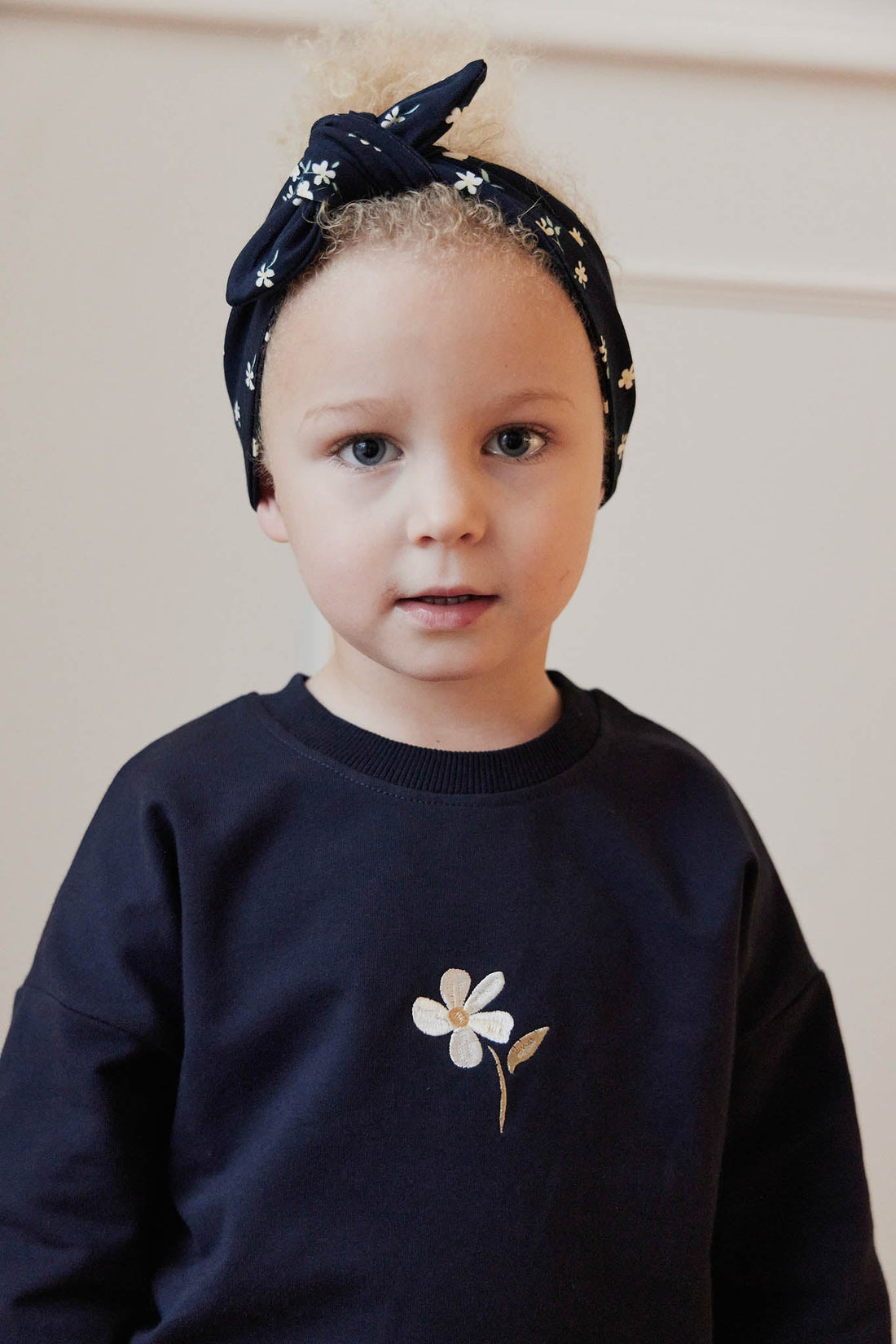 Organic Cotton Headband - Simple Flowers Midnight Childrens Headband from Jamie Kay USA