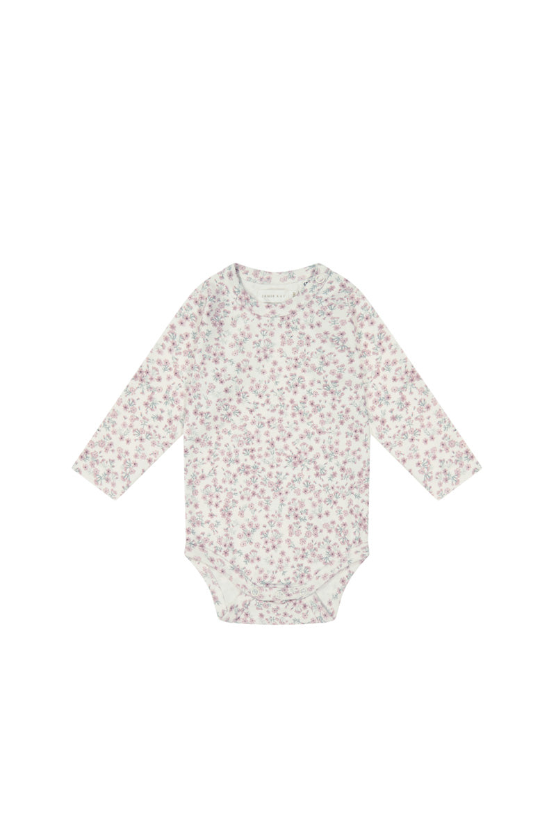 Organic Cotton Long Sleeve Bodysuit - Posy Floral Childrens Bodysuit from Jamie Kay USA