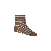 Classic Rib Sock - Hazelnut Stripe Childrens Sock from Jamie Kay USA