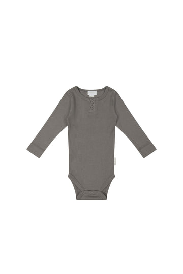 Organic Cotton Modal Long Sleeve Bodysuit - Cobblestone Childrens Bodysuit from Jamie Kay USA