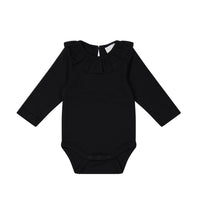 Pima Cotton Fayette Long Sleeve Bodysuit - Ebony Marle Childrens Bodysuit from Jamie Kay USA