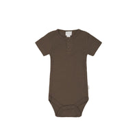 Organic Cotton Modal Darcy Rib Tee Bodysuit - Cocoa Childrens Bodysuit from Jamie Kay USA