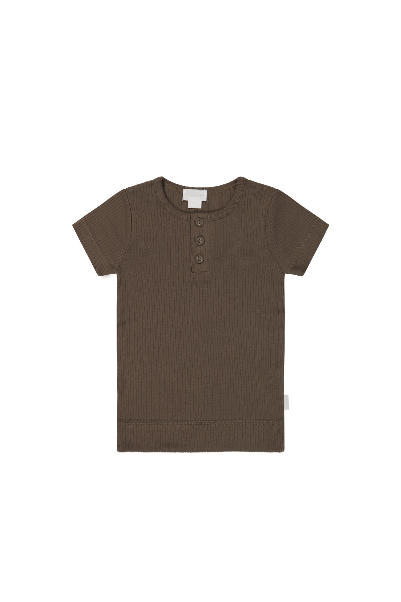 Organic Cotton Modal Henley Tee - Cocoa – Jamie Kay USA