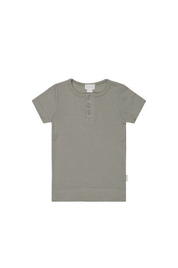 Organic Cotton Modal Henley Tee - Shale Gray Childrens Top from Jamie Kay USA