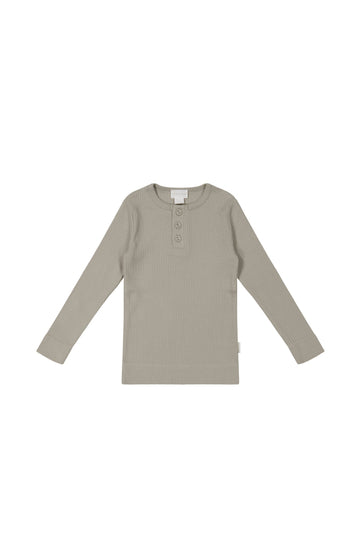 Organic Cotton Modal Long Sleeve Henley - Sandy Childrens Top from Jamie Kay USA