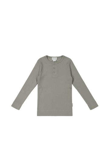 Organic Cotton Modal Long Sleeve Henley - Shale Gray Childrens Top from Jamie Kay USA