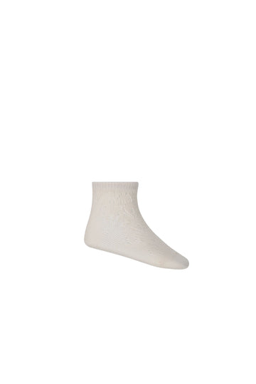 Scallop Weave Frill Ankle Sock - Rosewater Childrens Socks from Jamie Kay USA