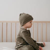 Organic Cotton Modal Marley Beanie - Khaki Childrens Hat from Jamie Kay USA