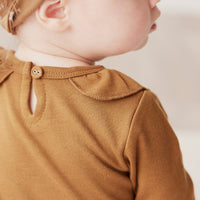 Pima Cotton Fayette Long Sleeve Bodysuit - Autumn Bronze Childrens Bodysuit from Jamie Kay USA