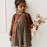 Organic Cotton Tallulah Dress - Gingham Shiitake Childrens Dress from Jamie Kay USA