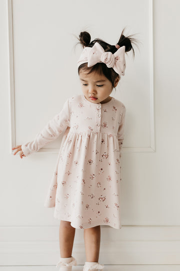 Organic Cotton Fine Rib Bridget Dress - Petite Fleur Soft Peony Childrens Dress from Jamie Kay USA