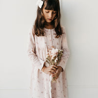 Organic Cotton Fine Rib Bridget Dress - Petite Fleur Soft Peony