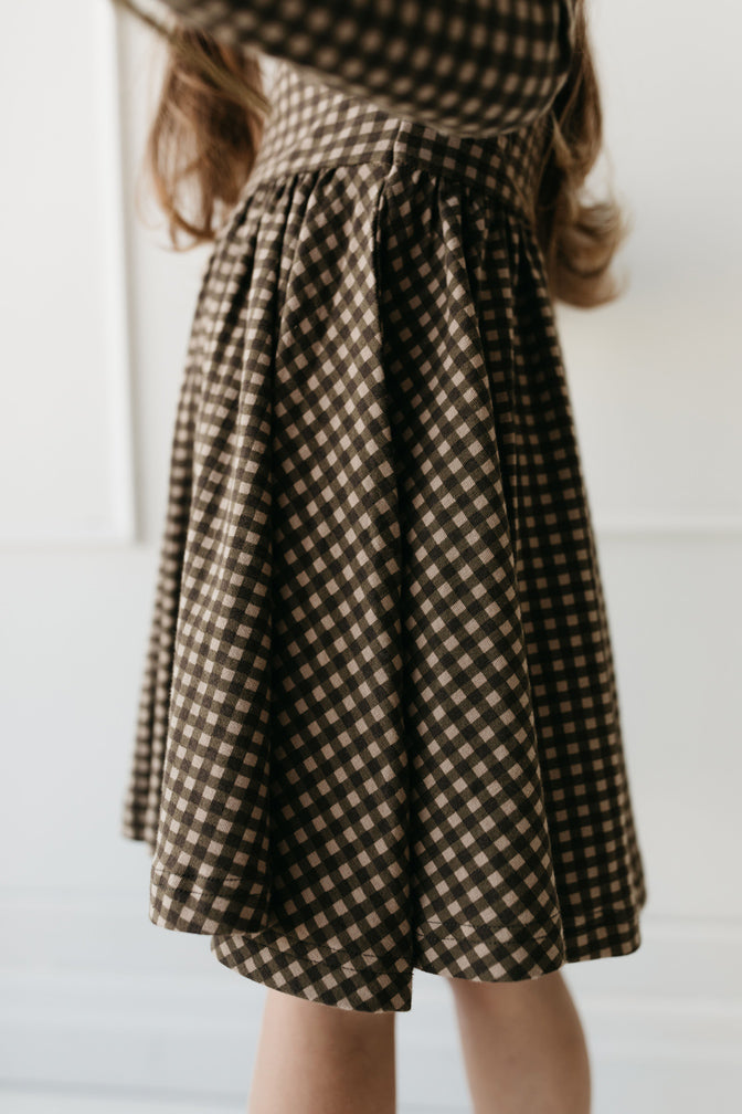 Organic Cotton Tallulah Dress - Gingham Shiitake – Jamie Kay USA