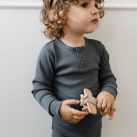 Organic Cotton Modal Long Sleeve Henley - Smoke Childrens Top from Jamie Kay USA