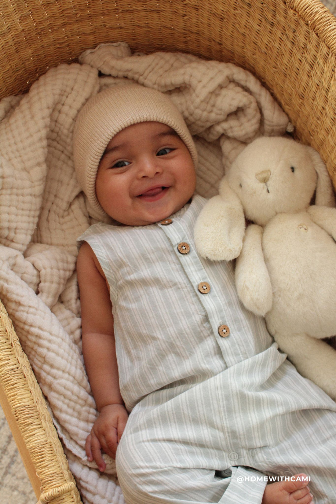 Organic Cotton Milo Jumpsuit - Variegated Stripe Shoreline Childrens Jumpsuit from Jamie Kay USA