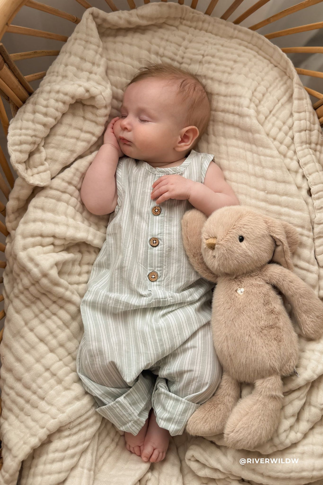 Organic Cotton Milo Jumpsuit - Variegated Stripe Shoreline Childrens Jumpsuit from Jamie Kay USA